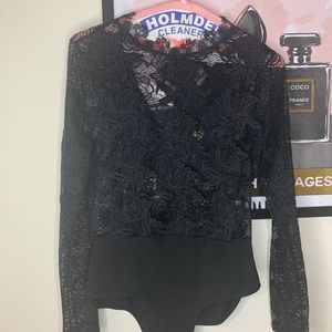 Black lace body suit